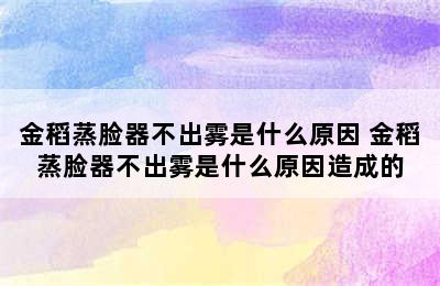 金稻蒸脸器不出雾是什么原因 金稻蒸脸器不出雾是什么原因造成的